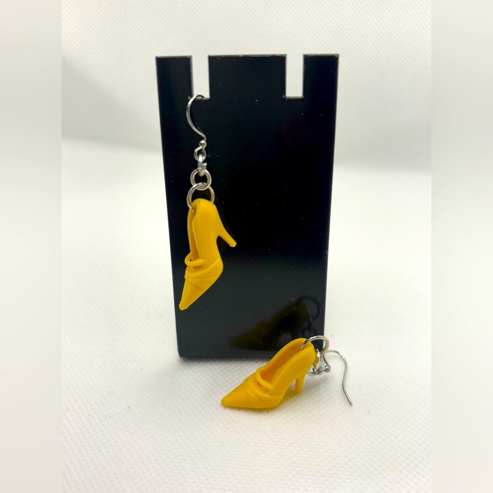Handmade Barbiecore/Barbie yellow high heel earrings